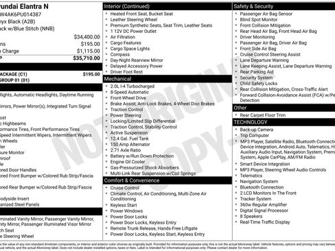Used 2023 Hyundai Elantra N w/ Cargo Package FWD image 42