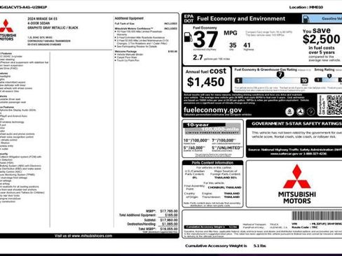 Used 2024 Mitsubishi Mirage G4 LE FWD image 4