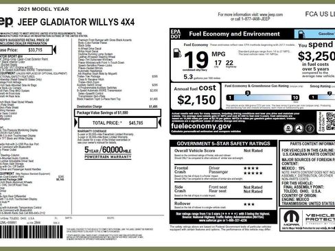 Used 2021 Jeep Gladiator Willys AWD/4WD image 3