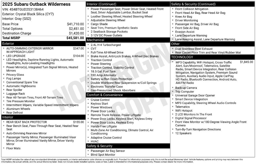 Used 2025 Subaru Outback Wilderness AWD/4WD image 28