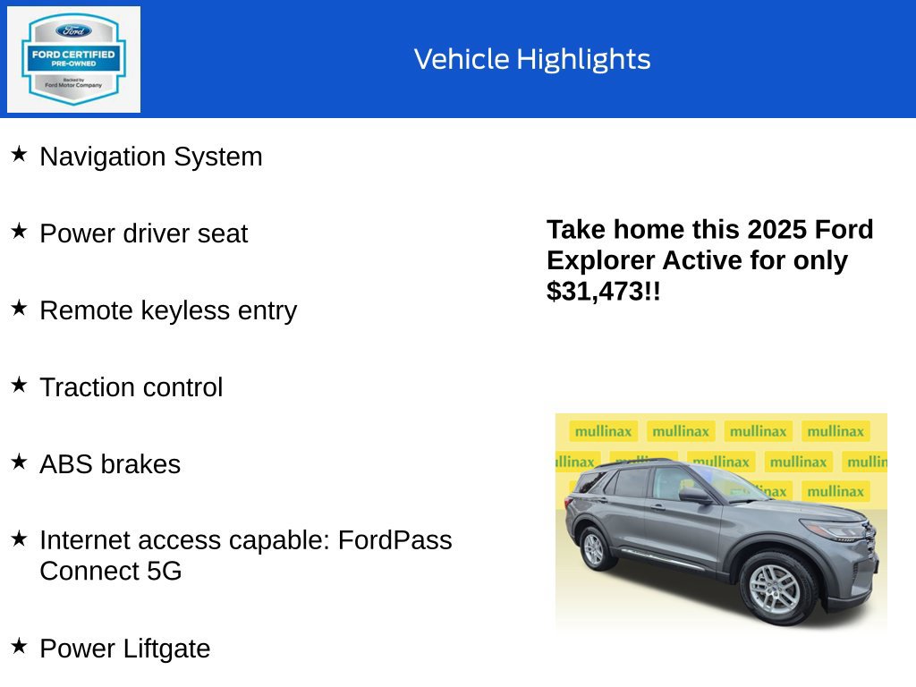 Certified 2025 Ford Explorer Active AWD/4WD image 18