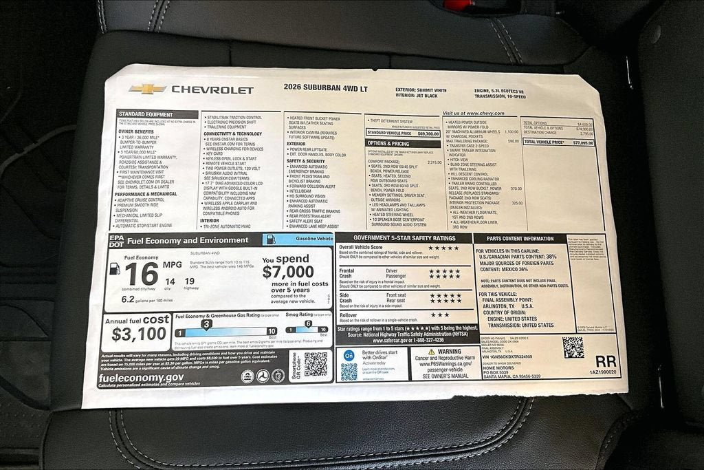 New 2026 Chevrolet Suburban LT w/ Comfort Package AWD/4WD image 13