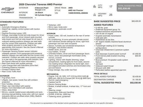 Certified 2020 Chevrolet Traverse Premier AWD/4WD image 35