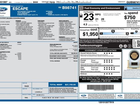 Used 2016 Ford Escape Titanium w/ Equipment Group 301A image 2