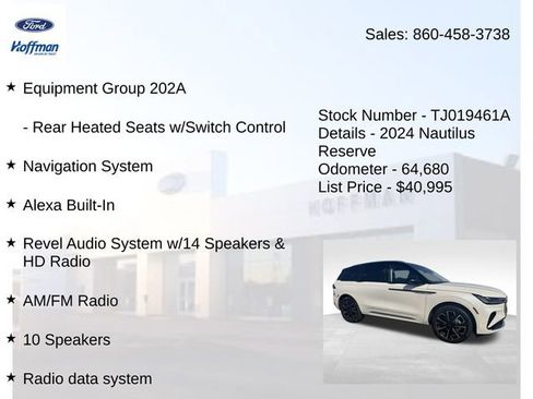 Certified 2024 Lincoln Nautilus Reserve w/ Equipment Group 202A AWD/4WD image 10
