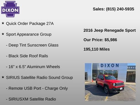Used 2016 Jeep Renegade Sport w/ Power & Air Group AWD/4WD image 4