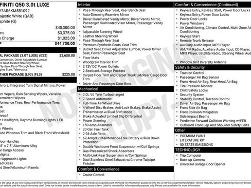 Used 2019 INFINITI Q50 Luxe w/ Essential Package (3.0T Luxe) image 6