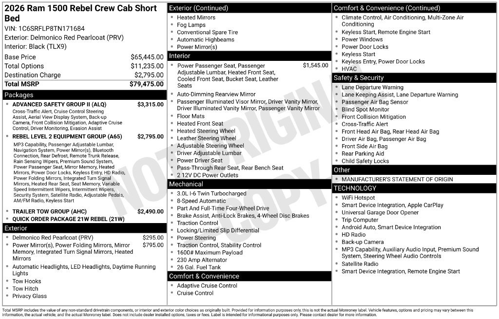 Used 2026 RAM 1500 Rebel w/ Advanced Safety Group II AWD/4WD image 5
