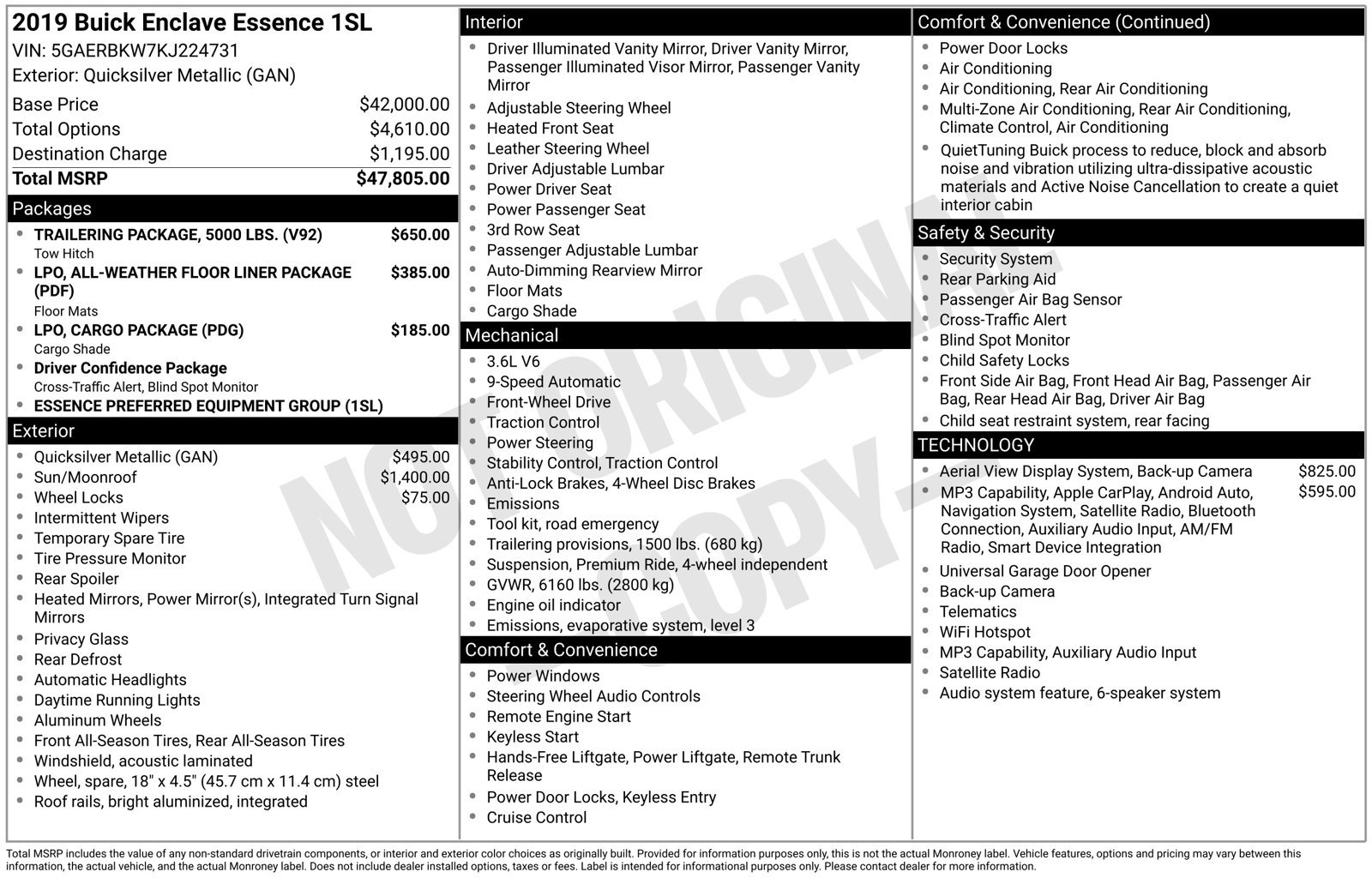 Used 2019 Buick Enclave Essence w/ Trailering Package, 5000 lbs. FWD image 2