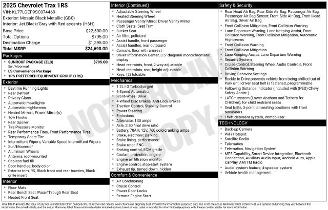 Used 2025 Chevrolet Trax RS w/ Sunroof Package FWD image 26