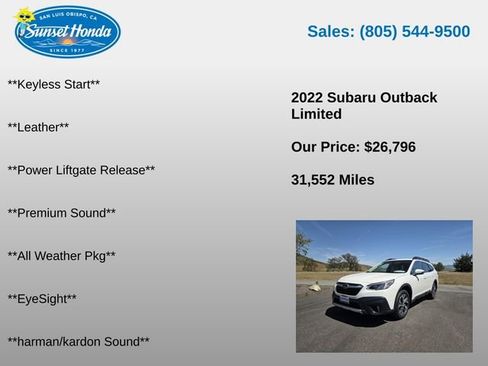 Used 2022 Subaru Outback Limited w/ Popular Package #2 AWD/4WD image 14