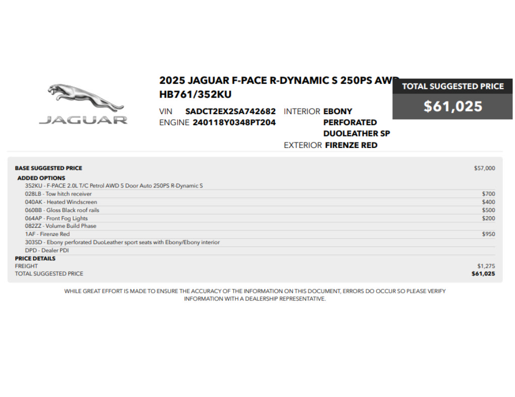 Used 2025 Jaguar F-PACE R-Dynamic S AWD/4WD image 2