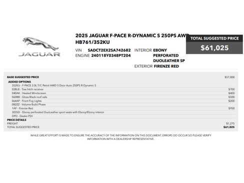 Used 2025 Jaguar F-PACE R-Dynamic S AWD/4WD image 2