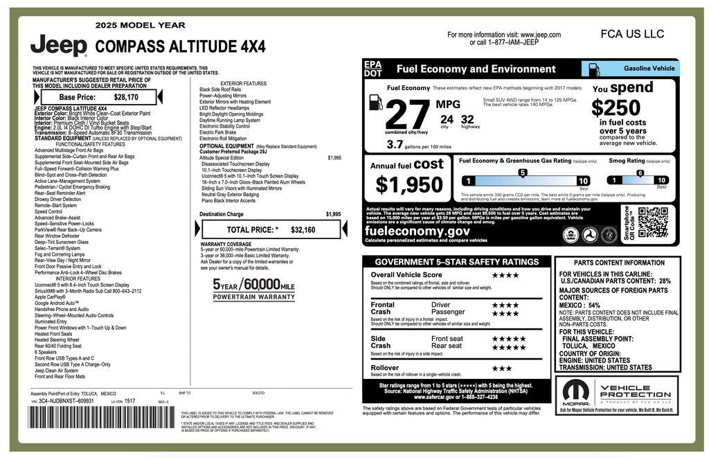 Certified 2025 Jeep Compass Latitude w/ Altitude Special Edition AWD/4WD image 7