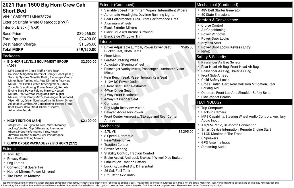 Used 2021 RAM 1500 Big Horn RWD image 7