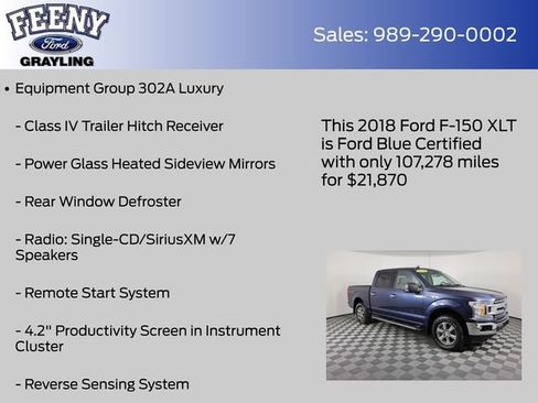 Certified 2018 Ford F150 XLT w/ Equipment Group 302A Luxury image 8