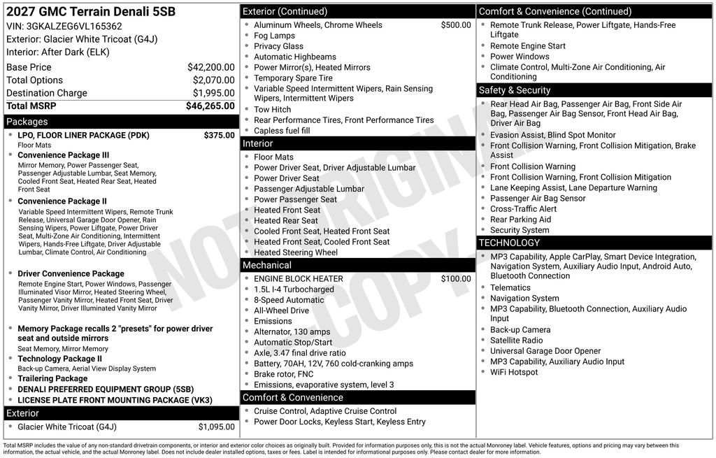 New 2027 GMC Terrain Denali w/ LPO, Floor Liner Package AWD/4WD image 5