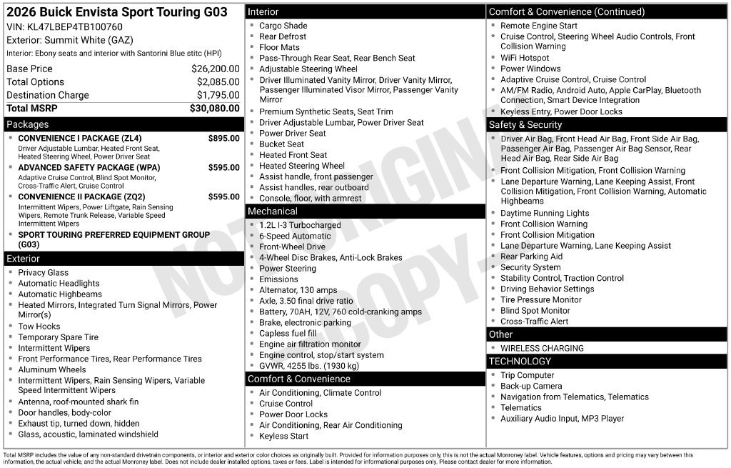 New 2026 Buick Envista Sport Touring w/ Convenience I Package FWD image 2