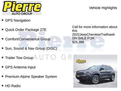 Used 2022 Jeep Cherokee Trailhawk w/ Sun, Sound & Nav Group AWD/4WD image 7