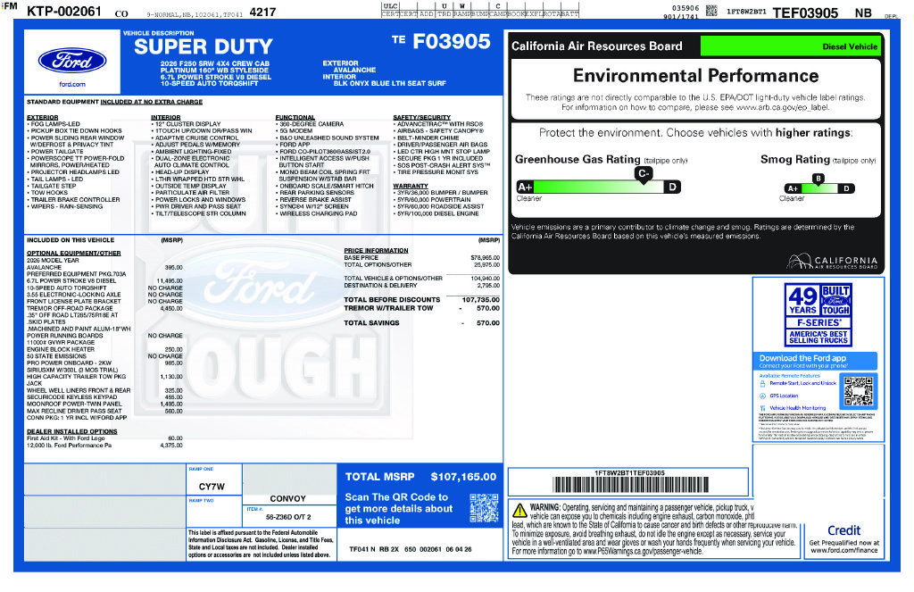 New 2026 Ford F250 Platinum w/ Tremor Off-Road Package AWD/4WD image 23