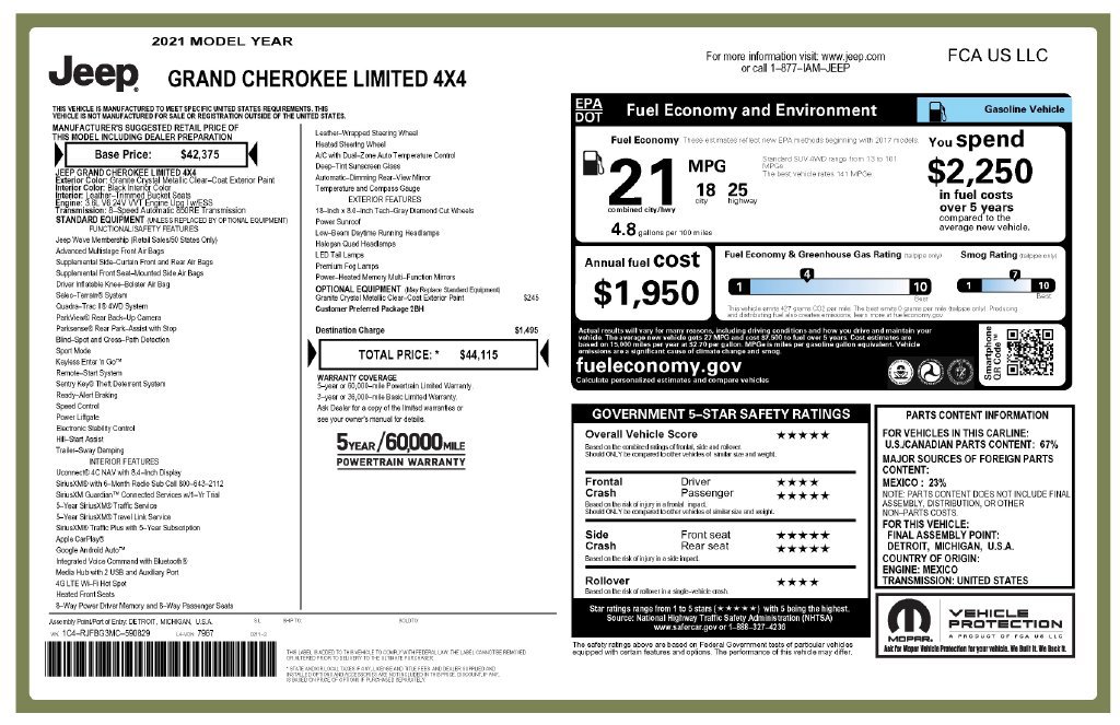 Used 2021 Jeep Grand Cherokee Limited AWD/4WD image 4