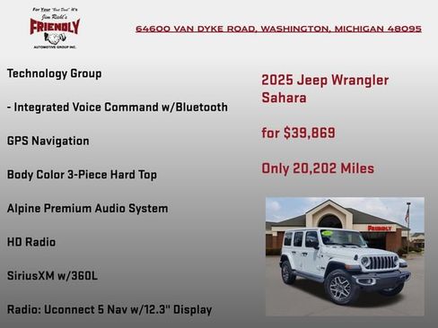 Used 2025 Jeep Wrangler Unlimited Sahara w/ Technology Group AWD/4WD image 15