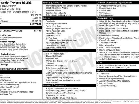 Used 2024 Chevrolet Traverse RS w/ LPO, Floor Liner Package image 7