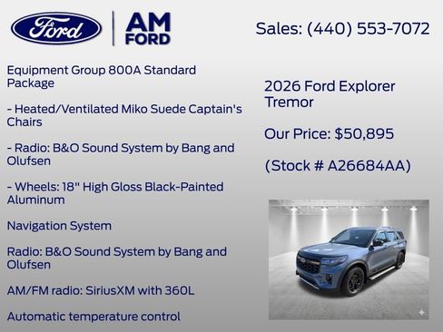 Certified 2026 Ford Explorer Tremor w/ Tremor Convenience Package AWD/4WD image 8
