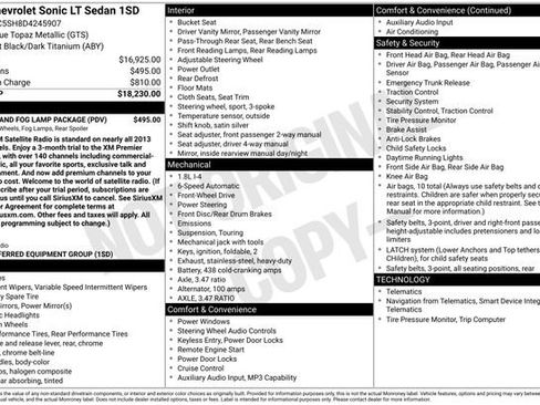 Used 2013 Chevrolet Sonic LT w/ Wheels and Fog Lamp Package FWD image 8