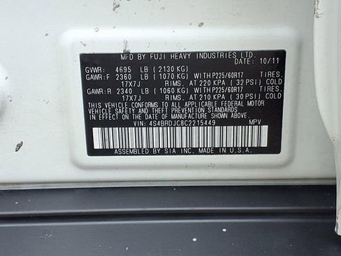 Used 2012 Subaru Outback 3.6R Limited AWD/4WD image 9