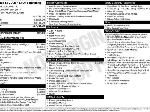 Used 2024 Lexus ES 300h F Sport w/ Accessory Package (Z1) FWD image 34