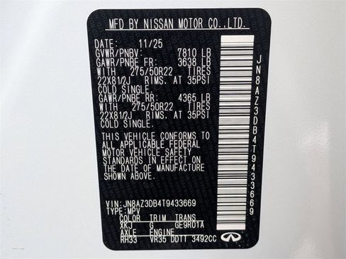 New 2026 INFINITI QX80 4WD w/ Sport Exterior Package image 34