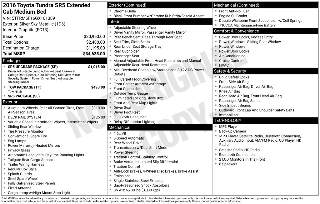 Used 2016 Toyota Tundra SR5 w/ SR5 Upgrade Package RWD image 32