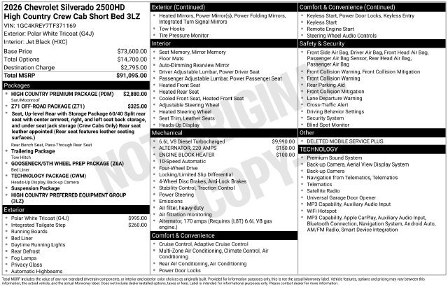 New 2026 Chevrolet Silverado 2500 High Country w/ High Country Premium Package AWD/4WD image 4