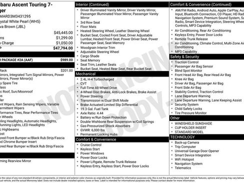 Used 2021 Subaru Ascent Touring w/ Popular Package #2A image 5