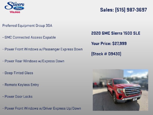 Used 2020 GMC Sierra 1500 SLE w/ SLE Value Package AWD/4WD image 8