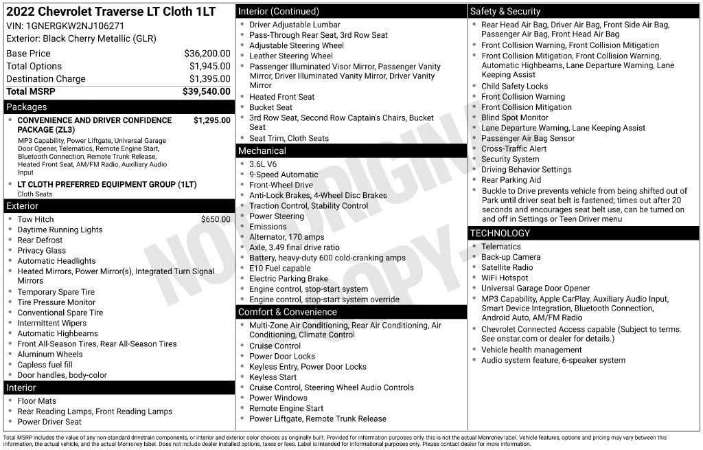 Used 2022 Chevrolet Traverse LT FWD image 10