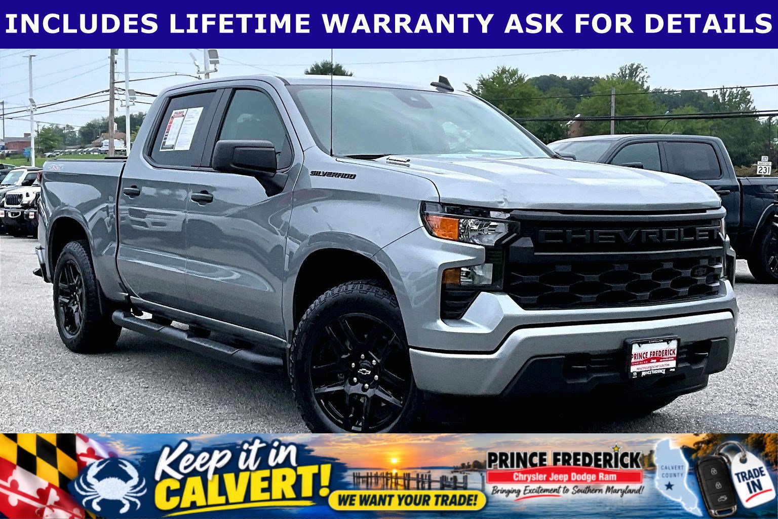 Used 2024 Chevrolet Silverado 1500 Custom w/ Turbomax Blackout Package AWD/4WD image 1