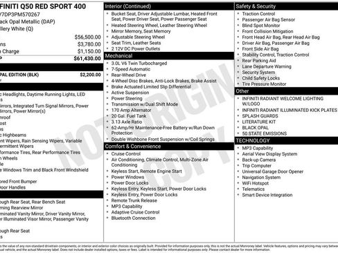 Used 2023 INFINITI Q50 Red Sport 400 w/ Black Opal Edition RWD image 6