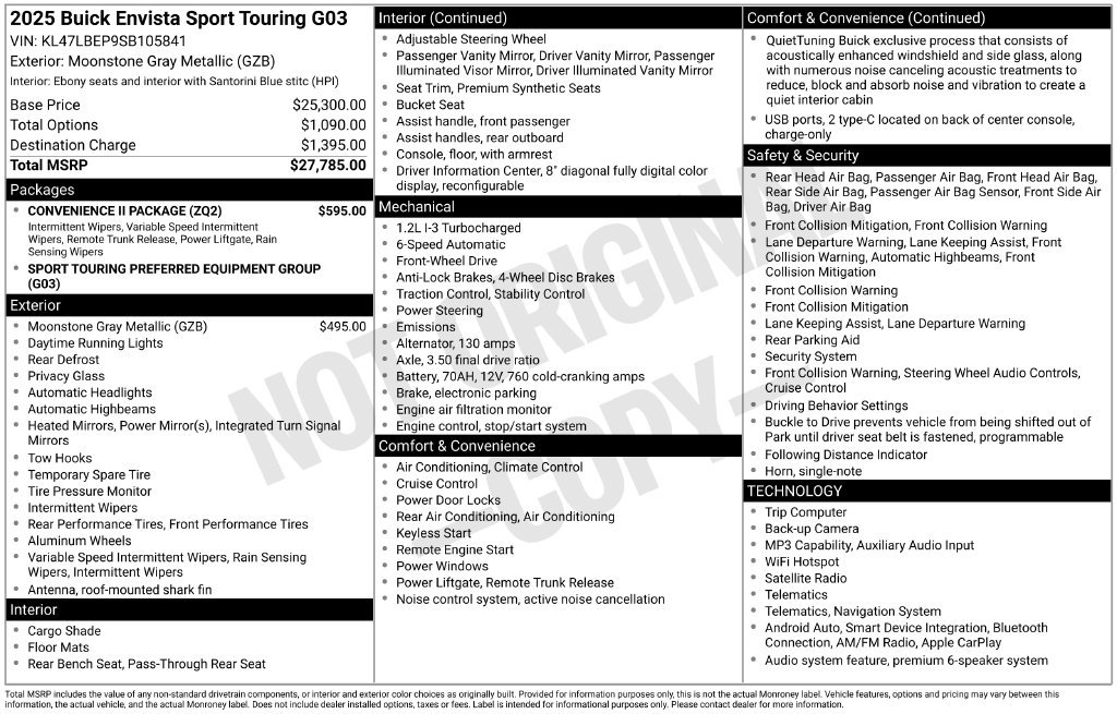 Used 2025 Buick Envista Sport Touring w/ Convenience II Package FWD image 6