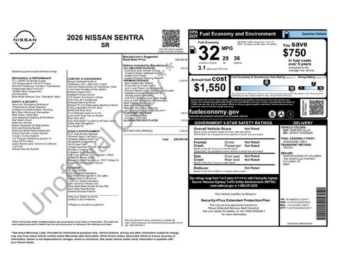 New 2026 Nissan Sentra SR w/ SR Premium Package FWD image 5