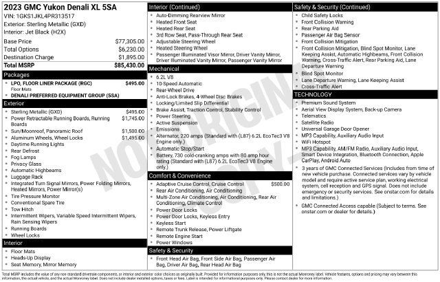 Used 2023 GMC Yukon XL Denali w/ LPO, Floor Liner Package RWD image 8