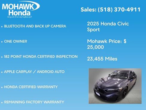 Certified 2025 Honda Civic Sport image 8