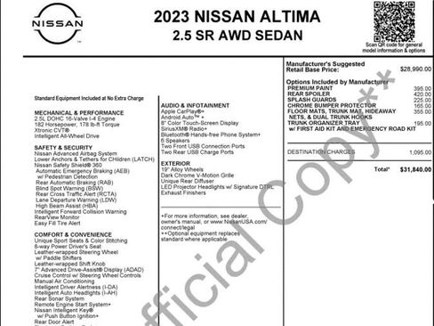 Used 2023 Nissan Altima 2.5 SR AWD/4WD image 2
