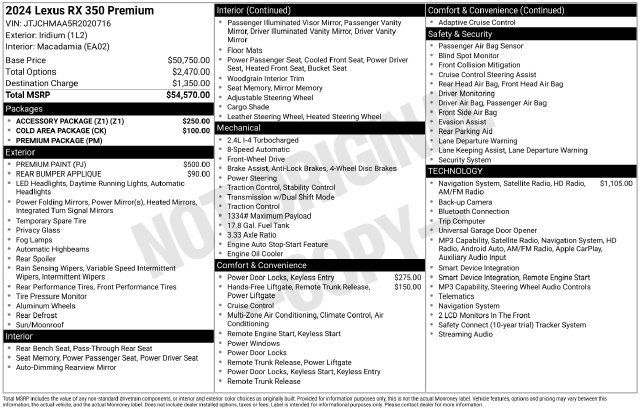 Used 2024 Lexus RX 350 Premium w/ Accessory Package (Z1) FWD image 29