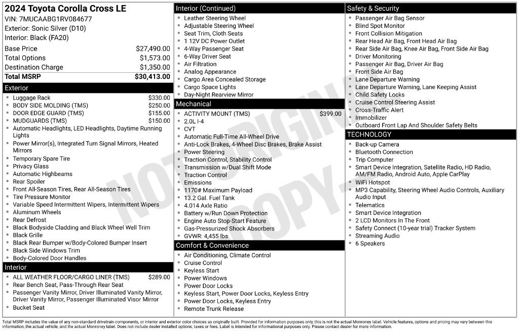 Certified 2024 Toyota Corolla Cross LE AWD/4WD image 7