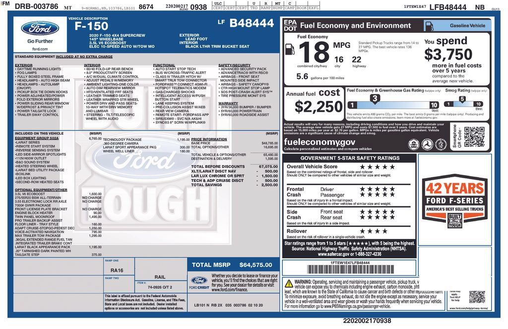 Used 2020 Ford F150 Lariat w/ Equipment Group 502A Luxury AWD/4WD image 27