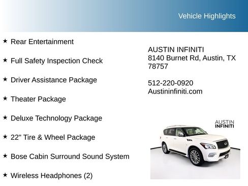 Used 2017 INFINITI QX80 2WD w/ Deluxe Technology Package image 10