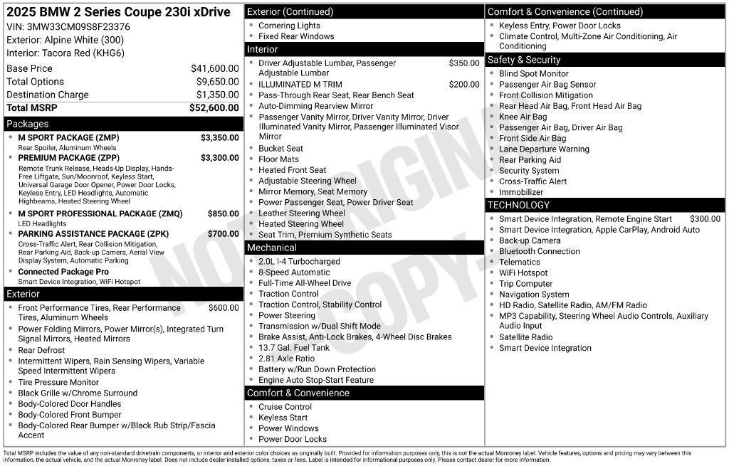 Used 2025 BMW 230i xDrive Coupe w/ M Sport Package AWD/4WD image 2