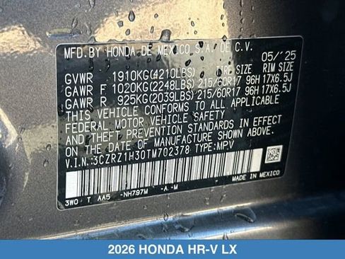 Certified 2026 Honda HR-V LX image 32